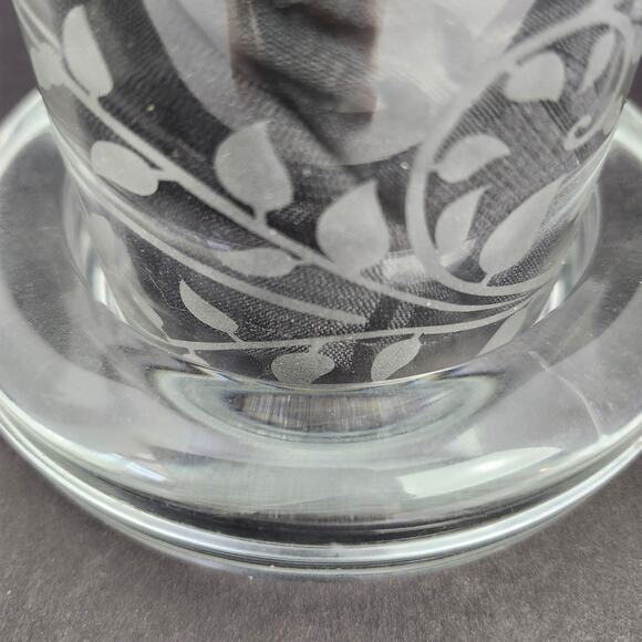 Vintage Miniature Glass Domed Butter Dish Etched Butterflies Vines Votive Candle - Picture 6 of 12